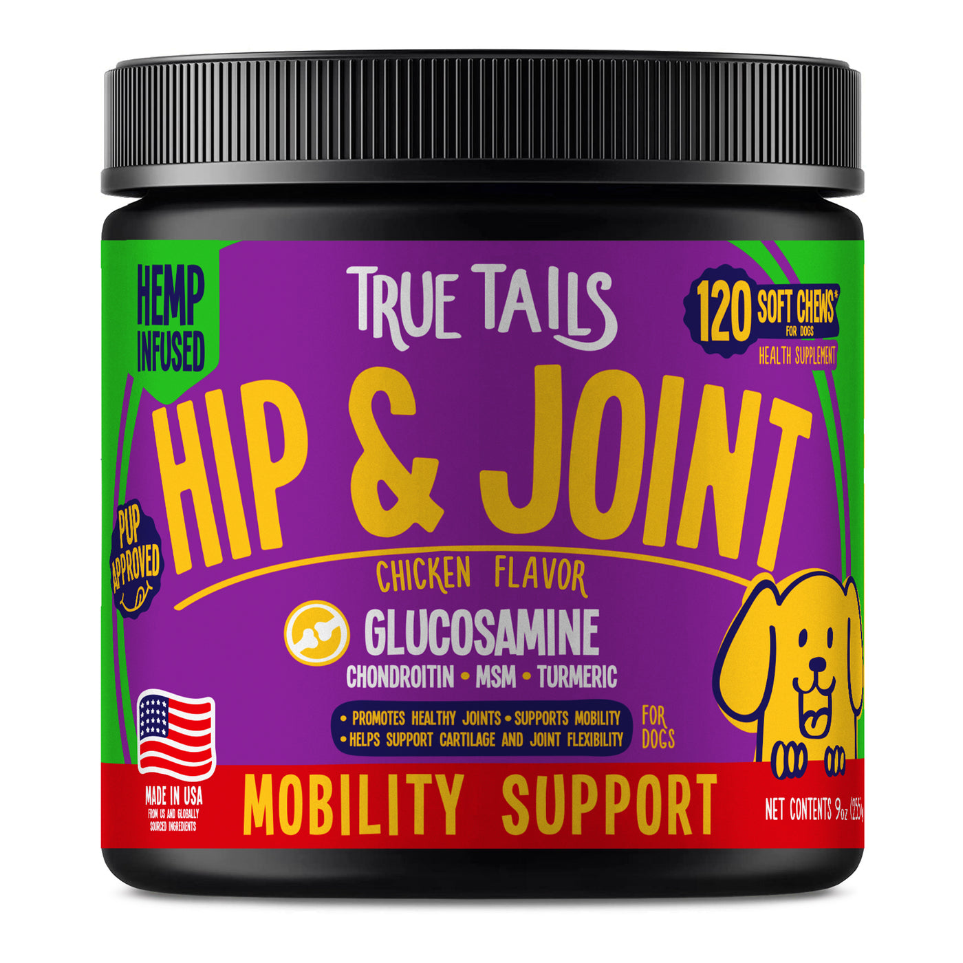 Hip & Joint With Hemp For Dogs 9oz Jar (120 count)